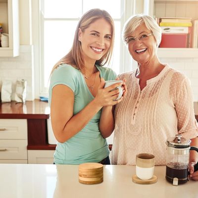 Cocina personalizada Cuadrada Redonda Copas de té Pads Conjunto de Baño de madera de bambú con Impresión