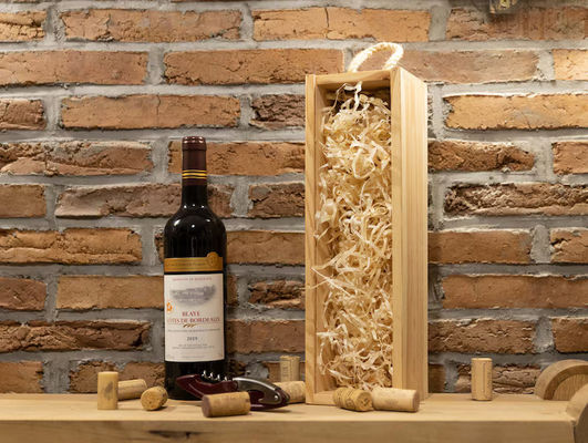 Caja de vino de madera rectangular con impresión quemada personalizada boda de aniversario