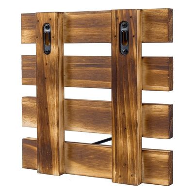 Tamaño personalizado Rustico de madera sólida quemada y metal negro de alambre montado en la pared