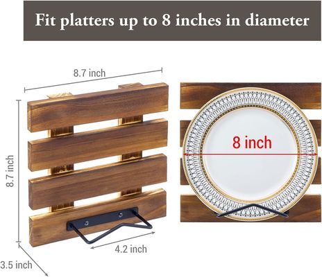 Tamaño personalizado Rustico de madera sólida quemada y metal negro de alambre montado en la pared