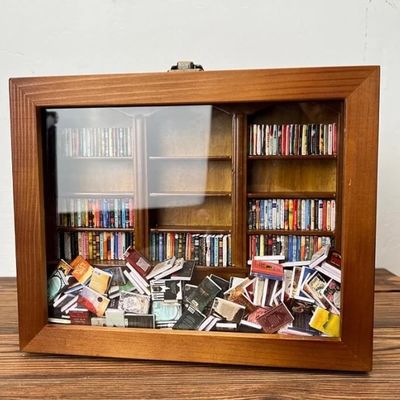 Mini caja de cerillas de libros de madera mostrador librería gabinete diseño contemporáneo para la decoración del hogar