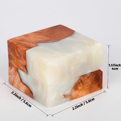 Elegante caja de anillos de madera de ranura única para envases pequeños de joyas antiguas hechas a mano