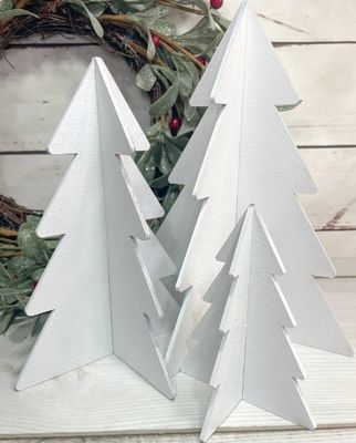 Conjunto de gran cantidad de 3 árboles de madera blanca para la decoración de Navidad para el árbol de invierno por OEM