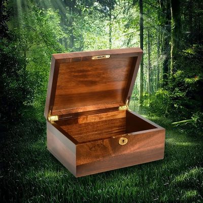 Caja de almacenamiento de madera sólida de acacia hecha a mano con tapa con bisagra ideal para el embalaje de regalos