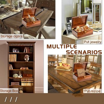 Caja de almacenamiento de madera sólida de acacia hecha a mano con tapa con bisagra ideal para el embalaje de regalos