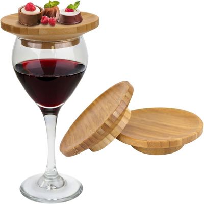 Haga que su fiesta se destaque Bamboo Topper de vidrio de madera para copa de vino