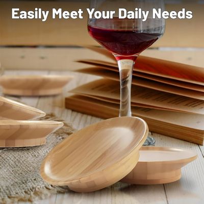 Haga que su fiesta se destaque Bamboo Topper de vidrio de madera para copa de vino