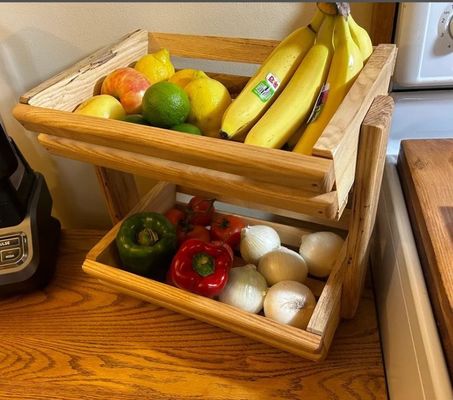 Cuchillero de productos de madera sólida para el almacenamiento ordenado de frutas y verduras 34x10x10cm