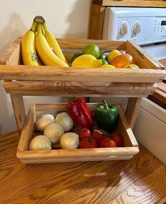 Cuchillero de productos de madera sólida para el almacenamiento ordenado de frutas y verduras 34x10x10cm