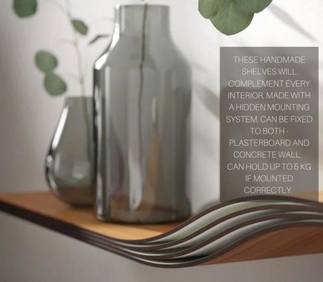 Muebles para el hogar moderno Logotipo personalizado Unico de madera hecha a mano Estante de libros flotante de pared