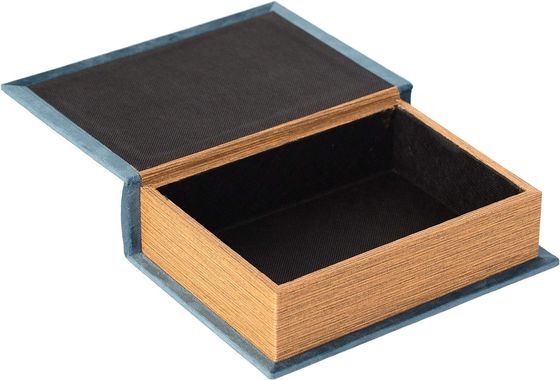 Caja de almacenamiento de baratijas en forma de libro decorativo de madera hecha a mano con impresión en serigrafía / quemada