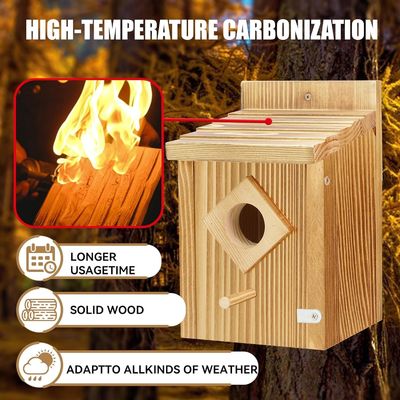 Caja de anidación de pájaros azules con construcción de madera y tratamiento de pintura de pulverización a prueba de agua