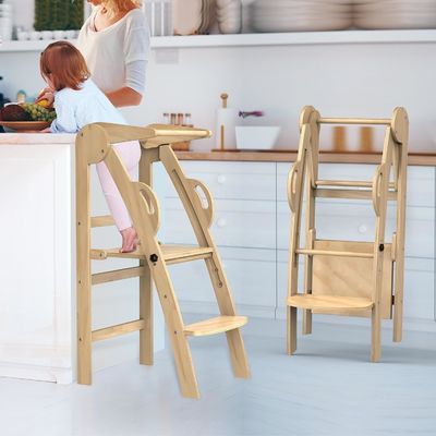 Logotipo personalizado Acceptable cocina de madera escalón taburete ayudante torre de pie para niños pequeños