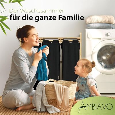 24x13x22cm Cestilla de lavado de bambú hecha a mano con bolsas corredizas extraíbles de dos secciones