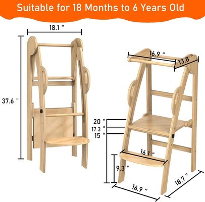 Logotipo personalizado Acceptable cocina de madera escalón taburete ayudante torre de pie para niños pequeños