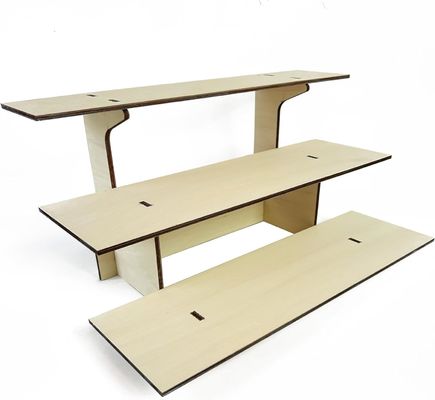 Laminado brillante de 3 capas de madera recta para mostradores de mesa con estantes