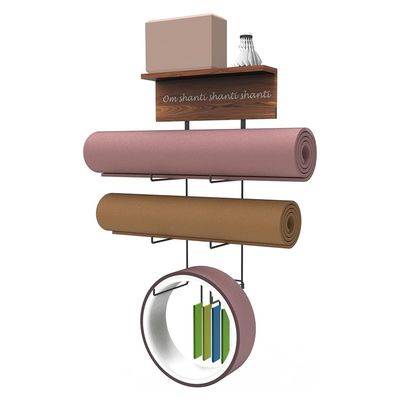 Estantes flotantes de madera, soporte para esterillas de yoga, montaje en la pared para equipos de gimnasio en el hogar y NO plegados