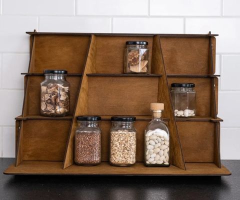 Estand de visualización de joyas de madera caliente de 3 niveles con diseño de impresión de pantalla de seda personalizado