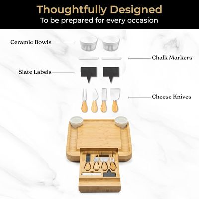 Conjunto de queso de color natural de bambú personalizado y cuchillo Conjunto de tableros de chocolate Conjunto de regalos