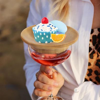 Cristales de madera para vinos y tableros de charcutería Conjunto de 6 para prevenir las salpicaduras de vino tinto