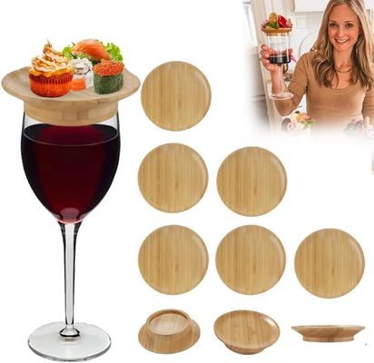 Cristales de madera para vinos y tableros de charcutería Conjunto de 6 para prevenir las salpicaduras de vino tinto