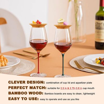 Cristales de madera para vinos y tableros de charcutería Conjunto de 6 para prevenir las salpicaduras de vino tinto
