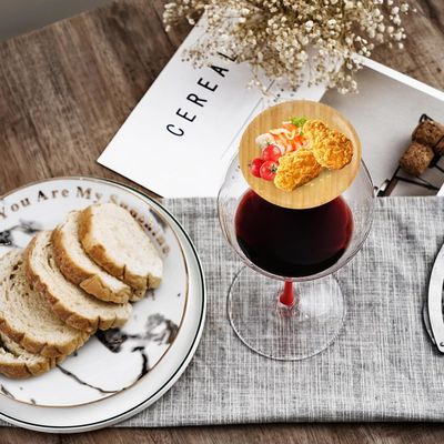 Cristales de madera para vinos y tableros de charcutería Conjunto de 6 para prevenir las salpicaduras de vino tinto