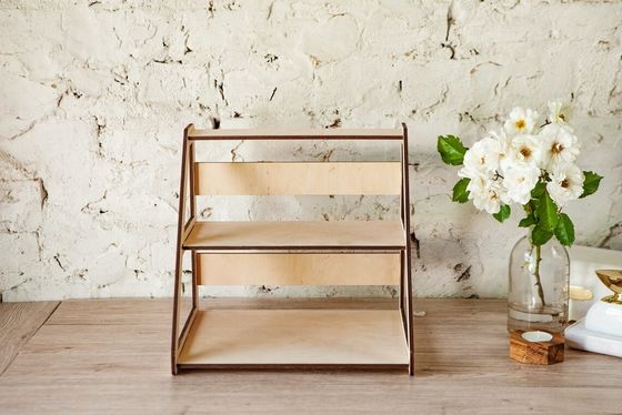 Tabla de 3 niveles de madera con estantes para joyería