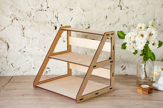 Tabla de 3 niveles de madera con estantes para joyería