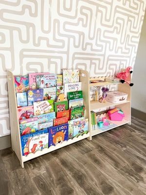 Muebles de madera Montessori Regalo de guardería Estante de libros de madera para función Ahorrar espacio