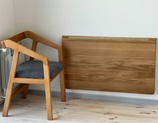 202407 Escritorio de pared de roble Escritorio plegable de trabajo para el hogar Edificio de oficinas Impresión quemado