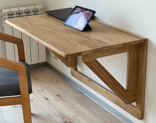 202407 Escritorio de pared de roble Escritorio plegable de trabajo para el hogar Edificio de oficinas Impresión quemado