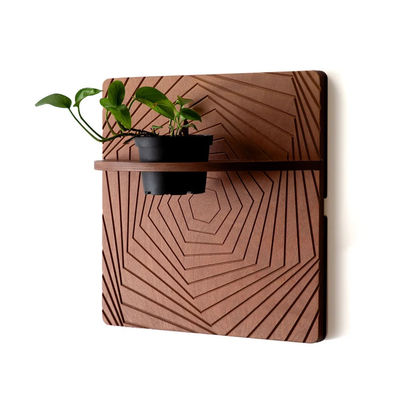 Planta de pared colgante de madera tallada con pantalla de seda para habitaciones pequeñas