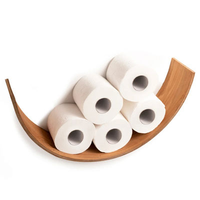 Portador de papel higiénico Estante de madera WC Roll de roble de almacenamiento de la pared de montaje de rodillos flotantes Ardiente