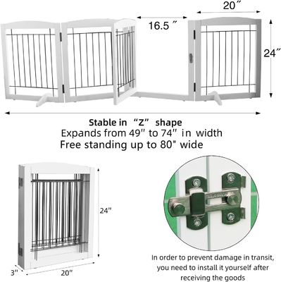 Aplicación para el hogar Puerta de cachorro de madera Escaleras Puerta plegable independiente para interiores
