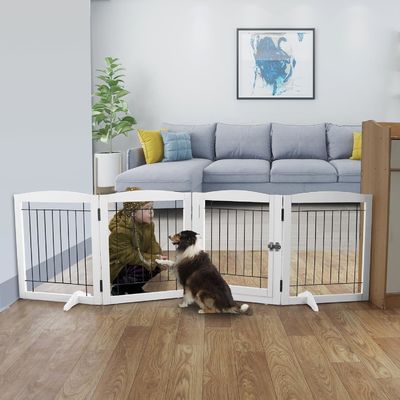 Aplicación para el hogar Puerta de cachorro de madera Escaleras Puerta plegable independiente para interiores