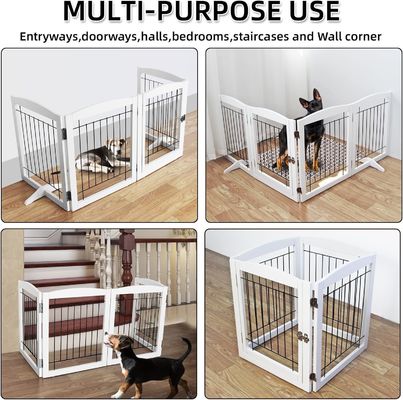 Aplicación para el hogar Puerta de cachorro de madera Escaleras Puerta plegable independiente para interiores