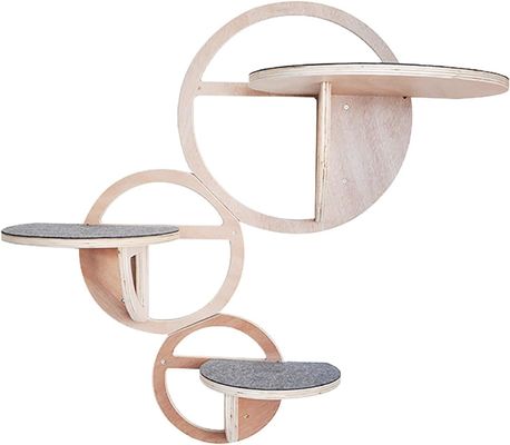 Estantes para gatos montados en la pared de madera Conjunto de 3 casas de gatos sostenibles para gatos de contrachapado de pino
