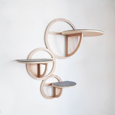 Estantes para gatos montados en la pared de madera Conjunto de 3 casas de gatos sostenibles para gatos de contrachapado de pino