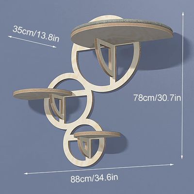 Estantes para gatos montados en la pared de madera Conjunto de 3 casas de gatos sostenibles para gatos de contrachapado de pino
