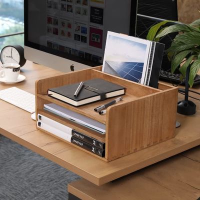 Organizador de bandejas de almacenamiento de carpetas de archivos de escritorio de madera