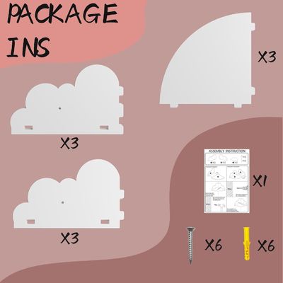 Pedido personalizado aceptado Estante de exhibición de la pared de la nube de madera de la esquina para la organización de la artesanía