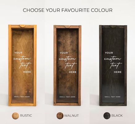 Caja de vino de madera rectangular grabado Caja de botella personalizada Idea de regalo de cumpleaños única