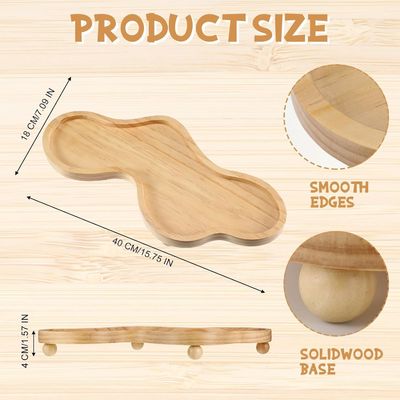 202407 bandeja decorativa de madera soporte de pedestal de madera irregular para la decoración del hogar