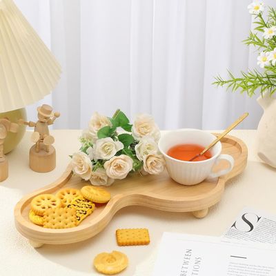 202407 bandeja decorativa de madera soporte de pedestal de madera irregular para la decoración del hogar