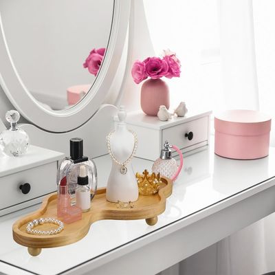 202407 bandeja decorativa de madera soporte de pedestal de madera irregular para la decoración del hogar