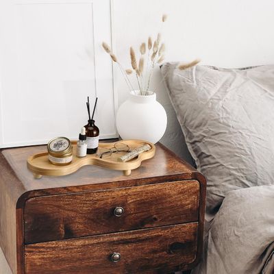 202407 bandeja decorativa de madera soporte de pedestal de madera irregular para la decoración del hogar