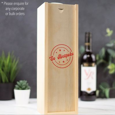 Caja de vino de madera hecha a mano con grabado láser personalizado y tapa deslizante personalizada