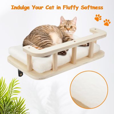 Hamaca de gato de madera con 5 escalones Perchas para pared Muebles de pared de gato Impresión de pared quemado