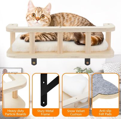 Hamaca de gato de madera con 5 escalones Perchas para pared Muebles de pared de gato Impresión de pared quemado